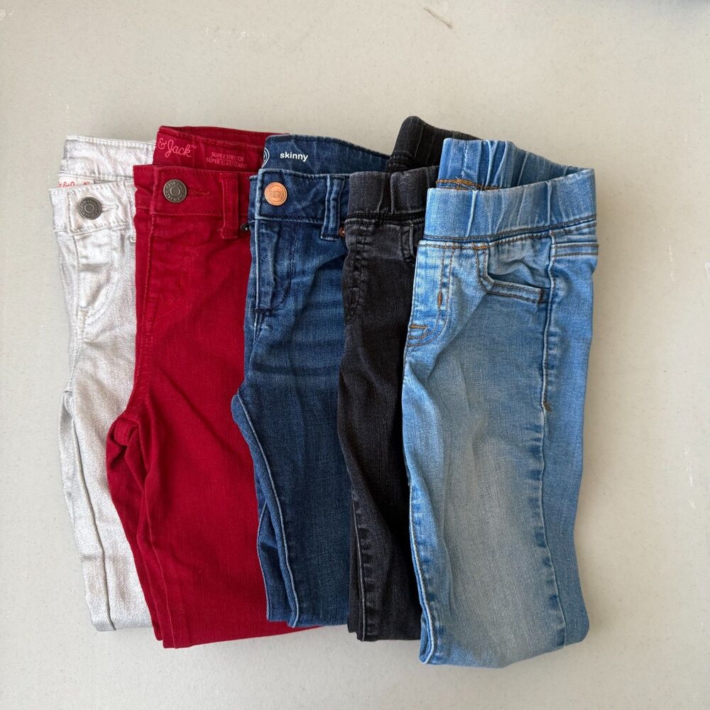 Lot of 5 Kids Skinny Jeans Jeggings Size 6&7 Cat & Jack, Wonder Nation Denim